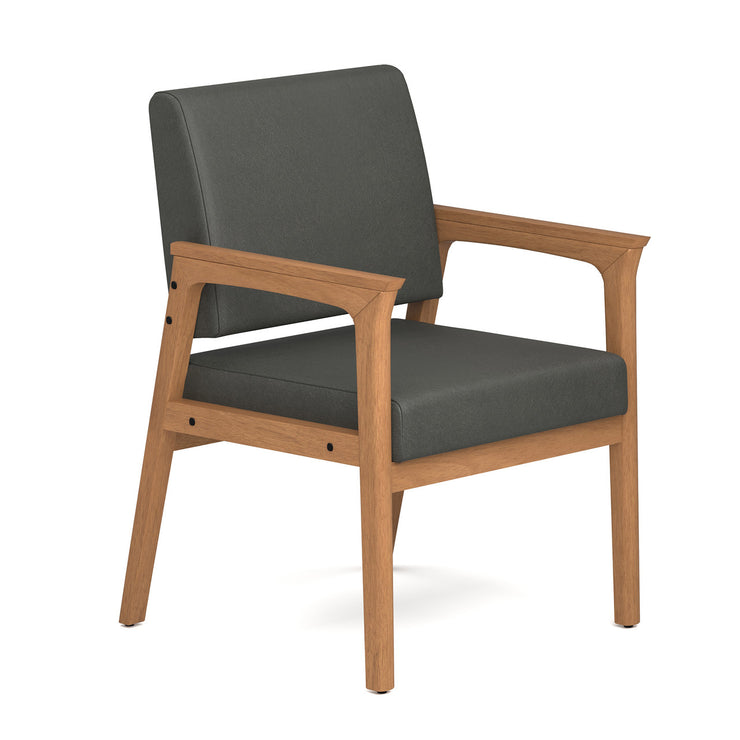 Aiden Single Seat with Full Arm - Smoke PU Leather w/ Natural Wood Finish