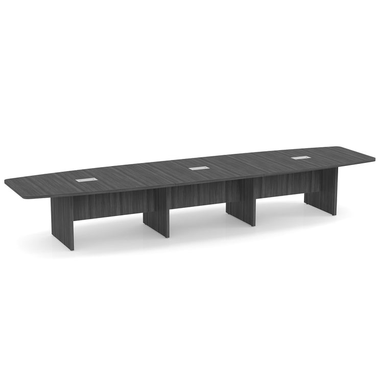 Laminate Conference Tables - Boat Shaped Conference Table with Slab Base - 16' - Coastal Grey