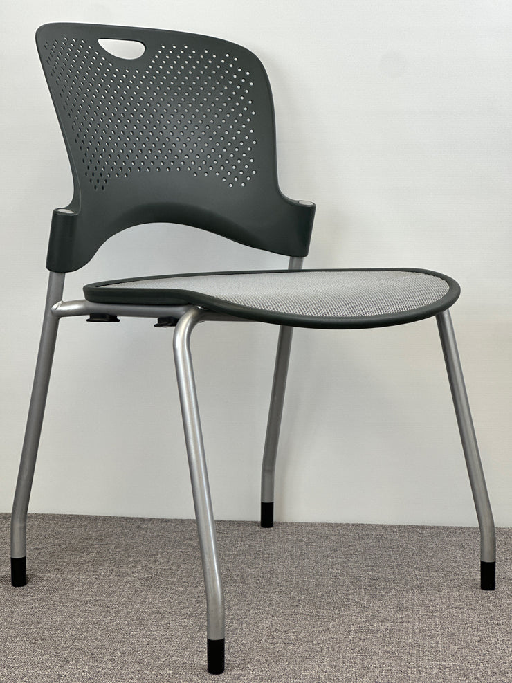 Herman Miller - Caper Armless Stacking Chairs - Graphite on Metallic Silver w/ FLEXNET Seat - Pre-Owned