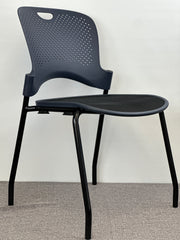 Herman Miller - Caper Armless Stacking Chairs - Stormy Blue on Black w/ FLEXNET Seat - Pre-Owned