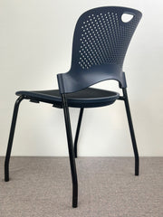 Herman Miller - Caper Armless Stacking Chairs - Stormy Blue on Black w/ FLEXNET Seat - Pre-Owned