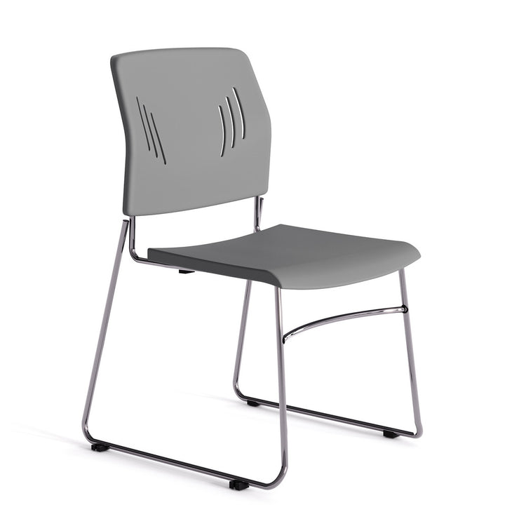 Armless Stackable Side Chair with Chrome Frame