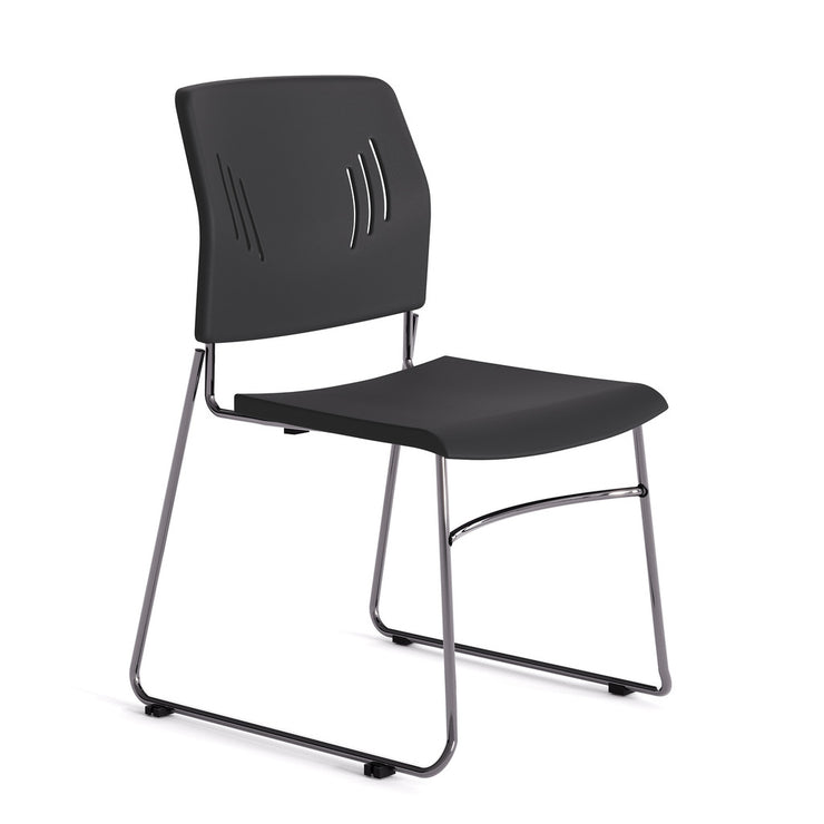 Armless Stackable Side Chair with Chrome Frame