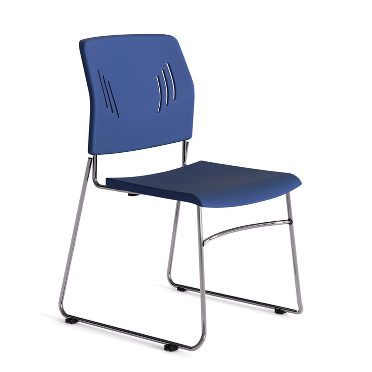 Armless Stackable Side Chair with Chrome Frame