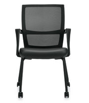 Low Back Mesh Armchair w/ Luxhide Seat with Casters - JD13050B