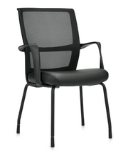 Low Back Mesh Armchair w/ Luxhide Seat with Glides - JD13050B