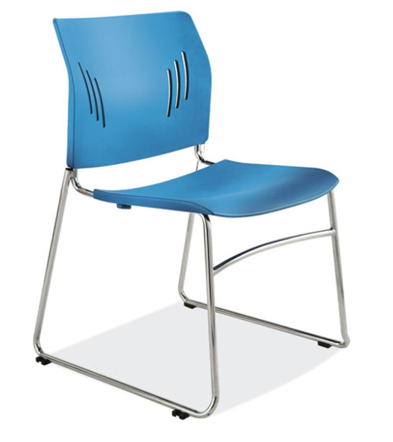 Armless Stackable Side Chair with Chrome Frame - Color: Light Blue - JDSN6015BL - List Price $188