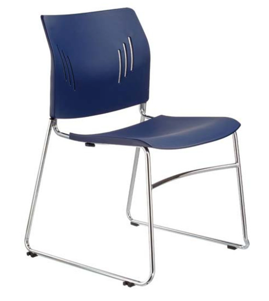 Armless Stackable Side Chair with Chrome Frame - Color: Navy - JDSN6015NV - List Price $188