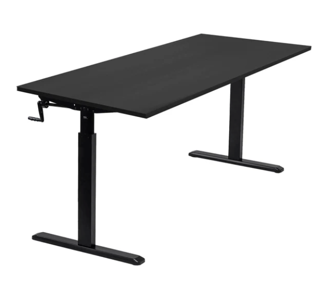 Standing Desk Collection - Crank Lift Black Base - 60 x 30 - Mahogany