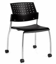 Global Furniture Group - Sonic - Armless Chair, Black Polypropylene Seat & Back, Casters (6577) - List Price: $446
