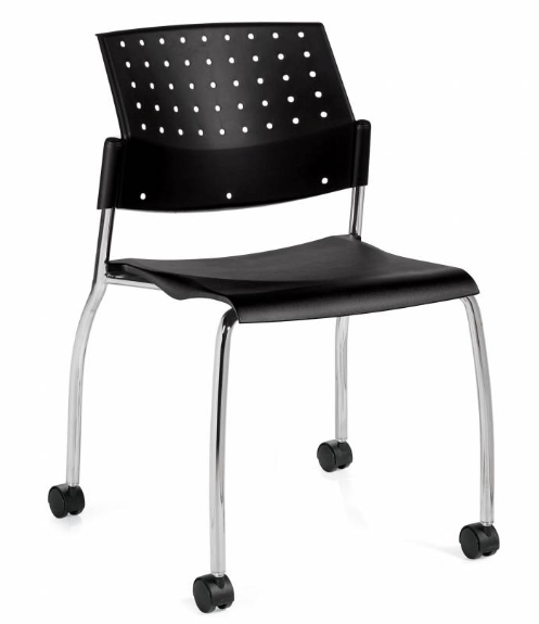 Global Furniture Group - Sonic - Armless Chair, Black Polypropylene Seat & Back, Casters (6577) - List Price: $446