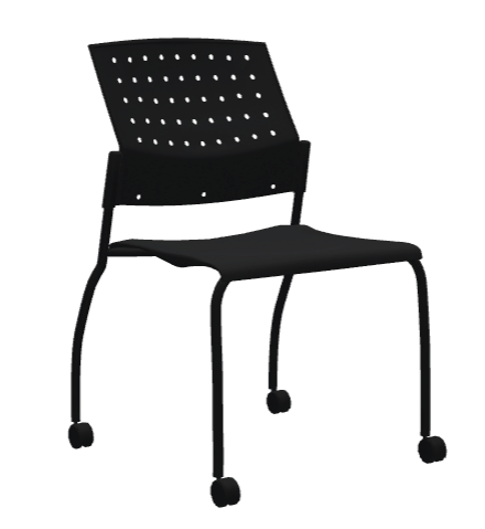 Global Furniture Group - Sonic - Armless Chair, Black Polypropylene Seat & Back, Casters (6577) - List Price: $446