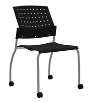 Global Furniture Group - Sonic - Armless Chair, Black Polypropylene Seat & Back, Casters (6577) - List Price: $446