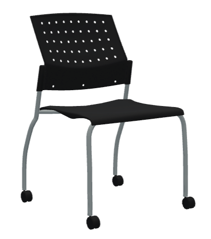Global Furniture Group - Sonic - Armless Chair, Black Polypropylene Seat & Back, Casters (6577) - List Price: $446