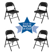 Commercial Grade Steel Folding Chairs - 4 Pack