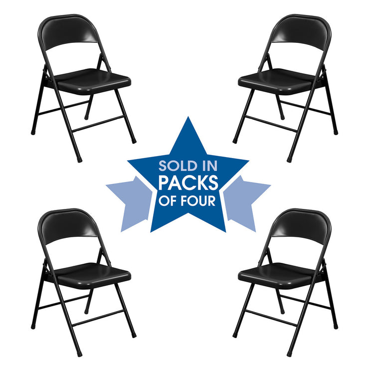 Commercial Grade Steel Folding Chairs - 4 Pack