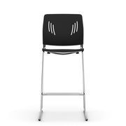 Armless Polyurethane Stool with Footrest and Chrome Base