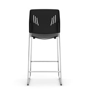 Armless Polyurethane Stool with Footrest and Chrome Base