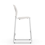 Armless Polyurethane Stool with Footrest and Chrome Base