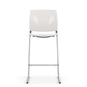 Armless Polyurethane Stool with Footrest and Chrome Base
