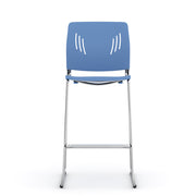 Armless Polyurethane Stool with Footrest and Chrome Base