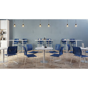 Armless Polyurethane Stool with Footrest and Chrome Base