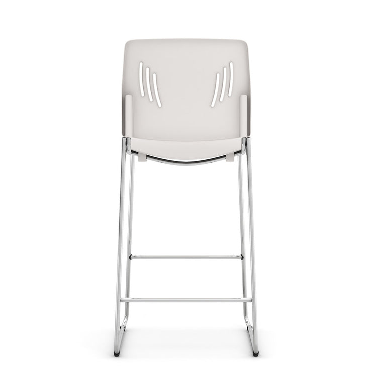 Armless Polyurethane Stool with Footrest and Chrome Base