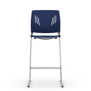 Armless Polyurethane Stool with Footrest and Chrome Base