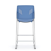 Armless Polyurethane Stool with Footrest and Chrome Base