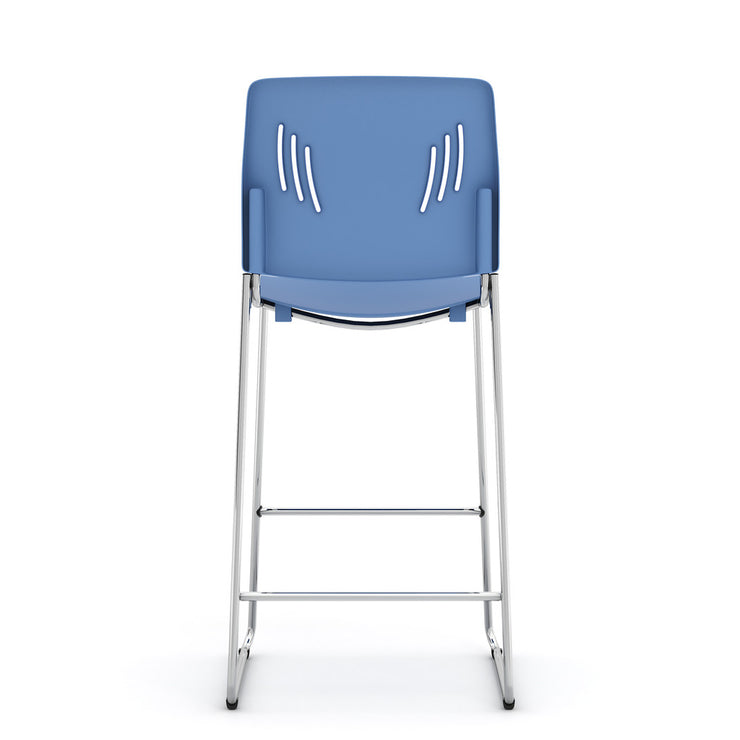 Armless Polyurethane Stool with Footrest and Chrome Base