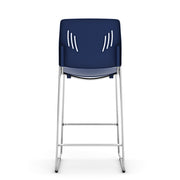 Armless Polyurethane Stool with Footrest and Chrome Base