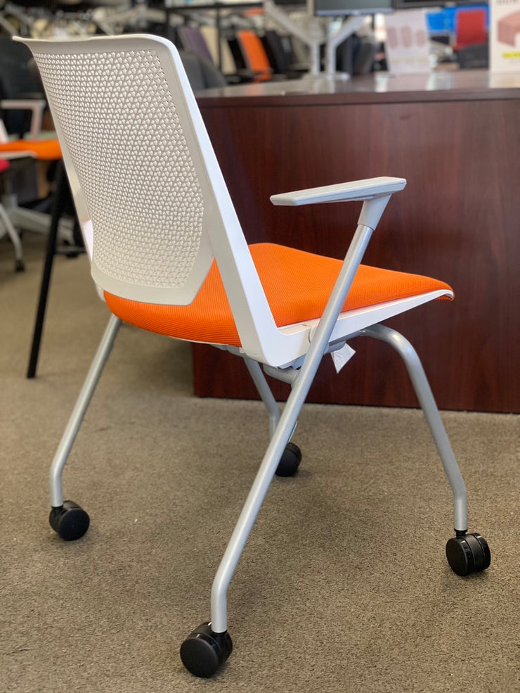 Haworth Very Side Chair - White on Orange on Grey