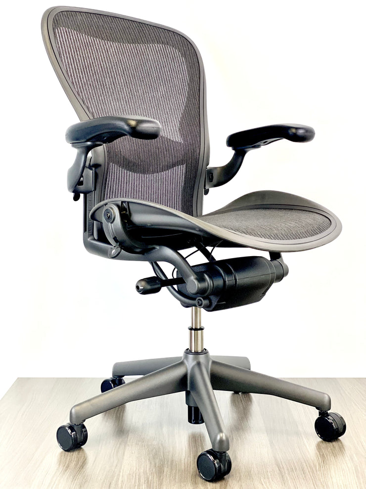Herman Miller Aeron - Size: C - Black/Black - Fully Featured w/ Fully Adjustable Arms - Certified Pre-Owned