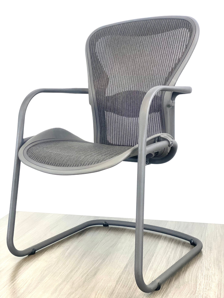 Brand New Open Box - Herman Miller Aeron Side Chairs w/ Adjustable Lumber Support - Black on Black - Size: B