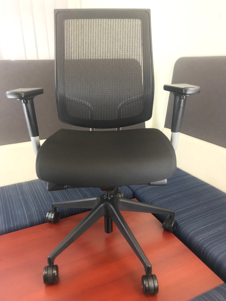 SitOnIt Seating - High Back Focus Task Chair - Black on Onyx on Silver