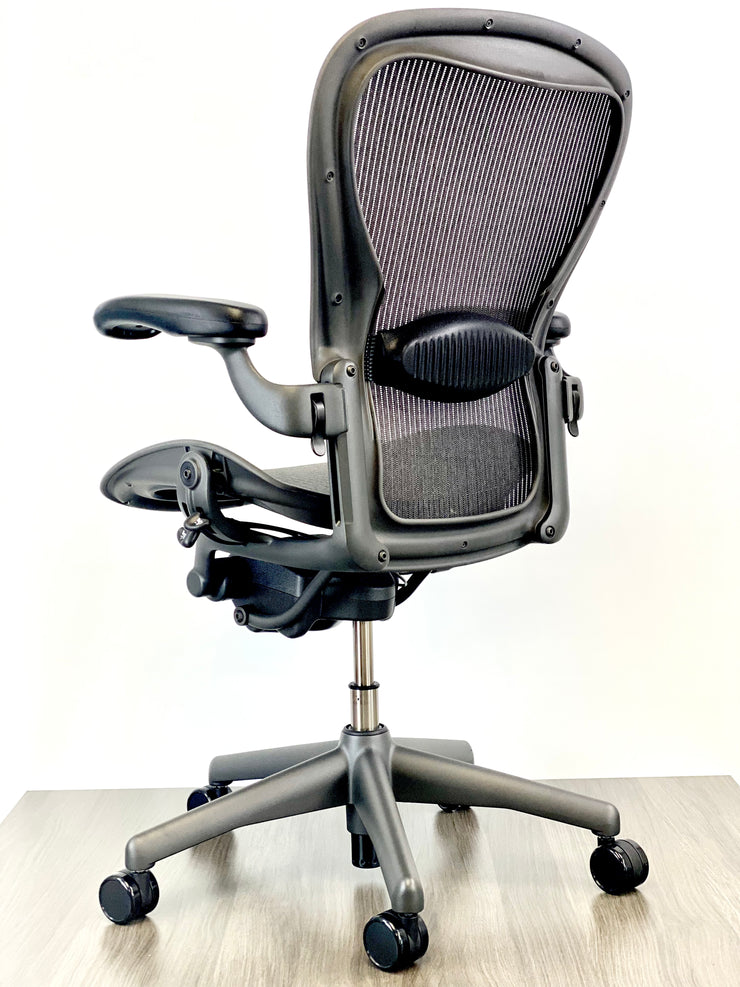 Herman Miller Aeron - Size: C - Black/Black - Fully Featured w/ Fully Adjustable Arms - Certified Pre-Owned