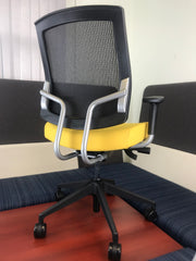SitOnIt Seating - High Back Focus Task Chair - Black on Lemon on Silver