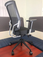 SitOnIt Seating - High Back Focus Task Chair - Black on Onyx on Silver