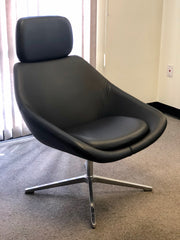 Modern Leather Lounge Chair on Stainless Swivel Base