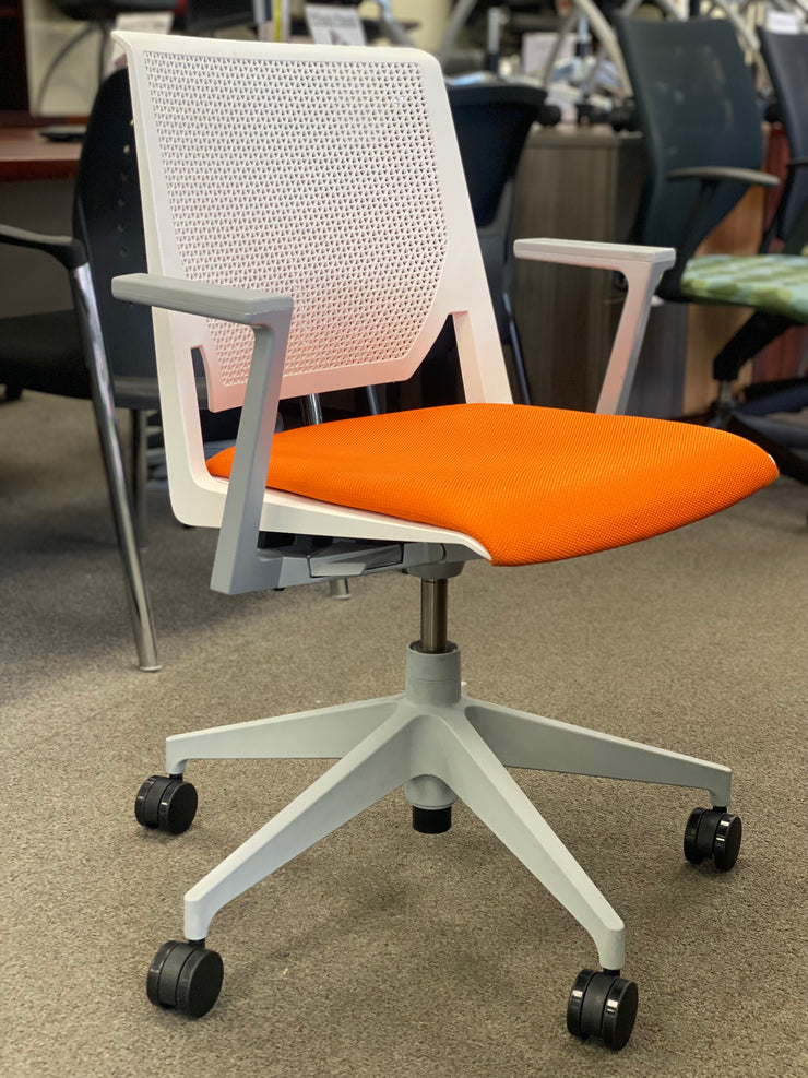 Haworth Very Chair - White on Orange on Grey