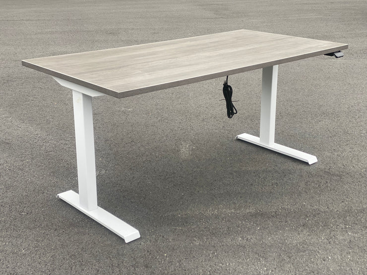 60" x 30" Artisan Grey Height Adjustable Table - Linak w/ Motor Housing Allowing for Additional Legs Options - Comes w/ Plug & Play Feature