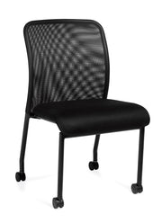 Armless Mesh Back Guest Chair with Casters - JD11761B - Joe's Discount Office Furniture