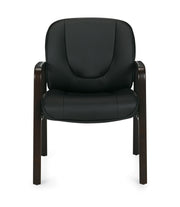 Luxhide Guest Chair with Espresso Wood Accents - JD11770BES - Joe's Discount Office Furniture
