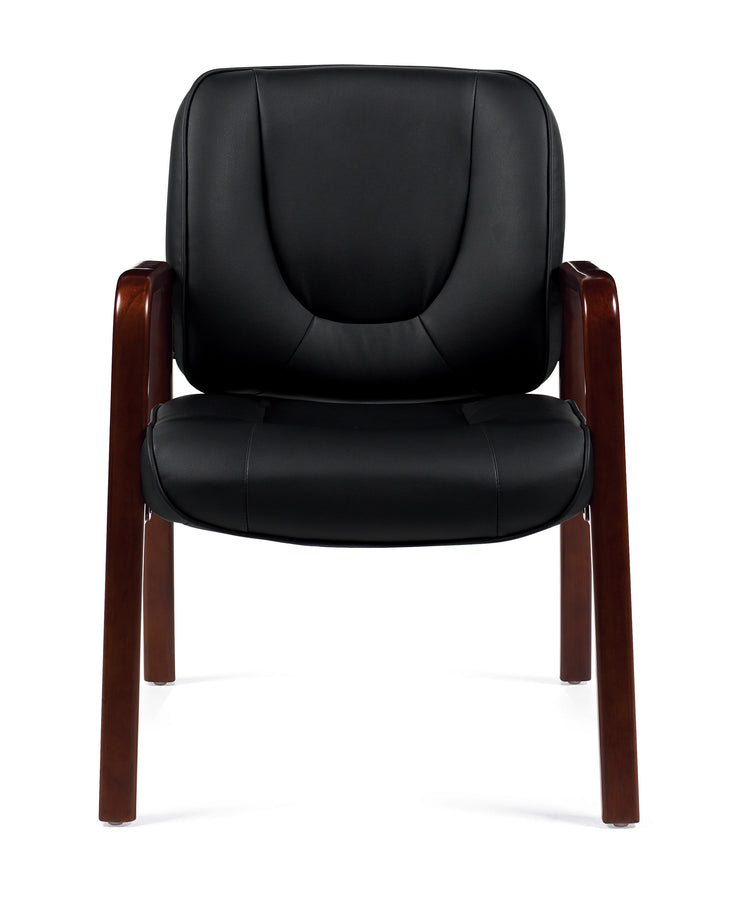 Luxhide Guest Chair with Cordovan Wood Accents - JD11770BCX - Joe's Discount Office Furniture