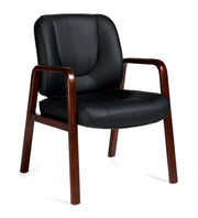 Luxhide Guest Chair with Cordovan Wood Accents - JD11770BCX - Joe's Discount Office Furniture