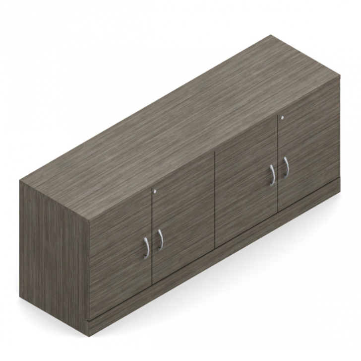 Global - Zira – Double Storage Cabinet Credenza – Bar Black Handle – 1” Flat Edge – 72 x 24 x 30  Z2472SCSC - Quartered Mahogany (QTM) - List Price: $1,695 - Joe's Discount Office Furniture