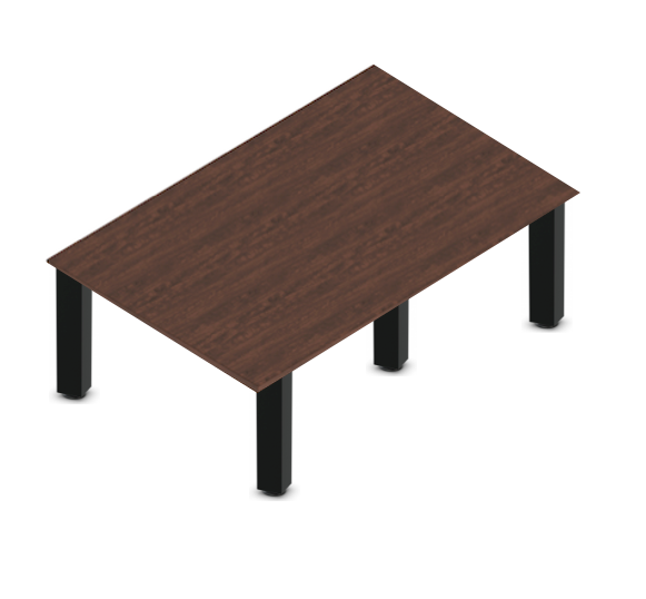 Square Post Rectangular Coffee Tables - Black Legs