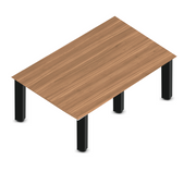 Square Post Rectangular Coffee Tables - Black Legs