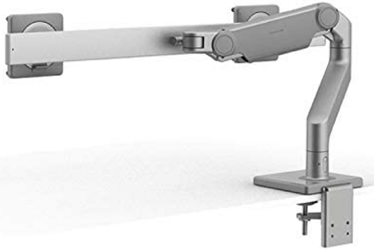 Humanscale - M8 Monitor Arm With Crossbar - Two-Piece Clamp Mount Base - Silver With Gray Trim - Pre-Owned - List Price: $863